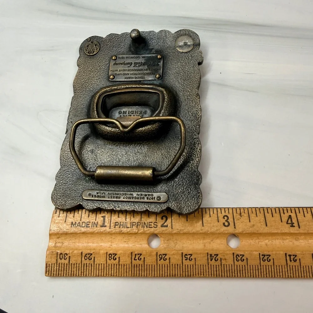 Vintage Coca-Cola 75th Anniversary Brass Belt Buckle Bottle Opener Bergamot 1976